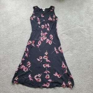 90s Fairy Grunge Whimsigoth Dress 14 Black Floral Grunge Romantic Maxi Silk